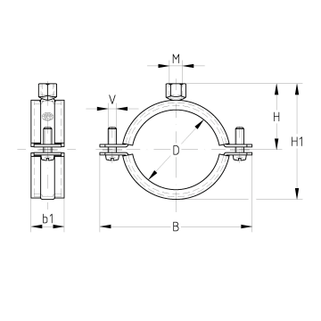 Single bossed clamps V2A | 14 - 20 mm