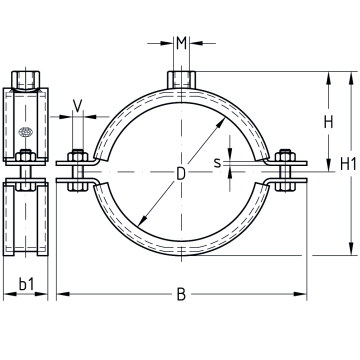 Schroefbuisklemmen, zware uitvoering RVS 3.04 | 45 - 52 mm