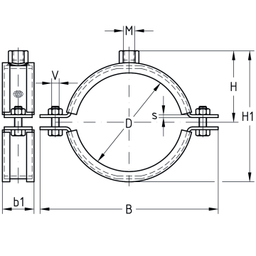 Schraubrohrschellen, schwere Ausführung V2A | 45 - 52 mm