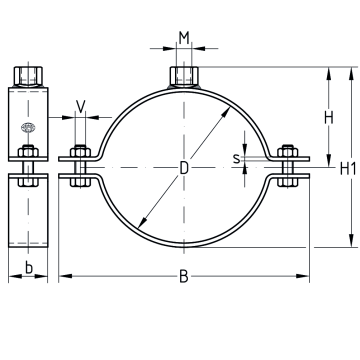 Single bossed clamps, heavy-duty version M8 | 25 - 28 mm