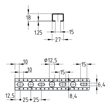 Rail d’installation MPC 27/18/1,25 | 2000 mm | Inox 304
