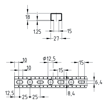 MPC-Support channels 27/18/1.25 | 2000 mm | V2A