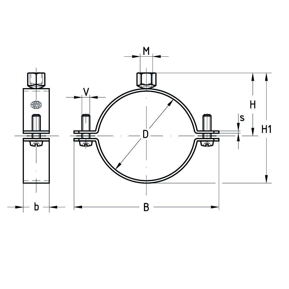 MÜPRO Duct clamps M10 without lining 450